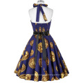 Grace Karin algodão barato halter v-neck design joelho comprimento retro 1950s vestidos vintage CL6292-9 #